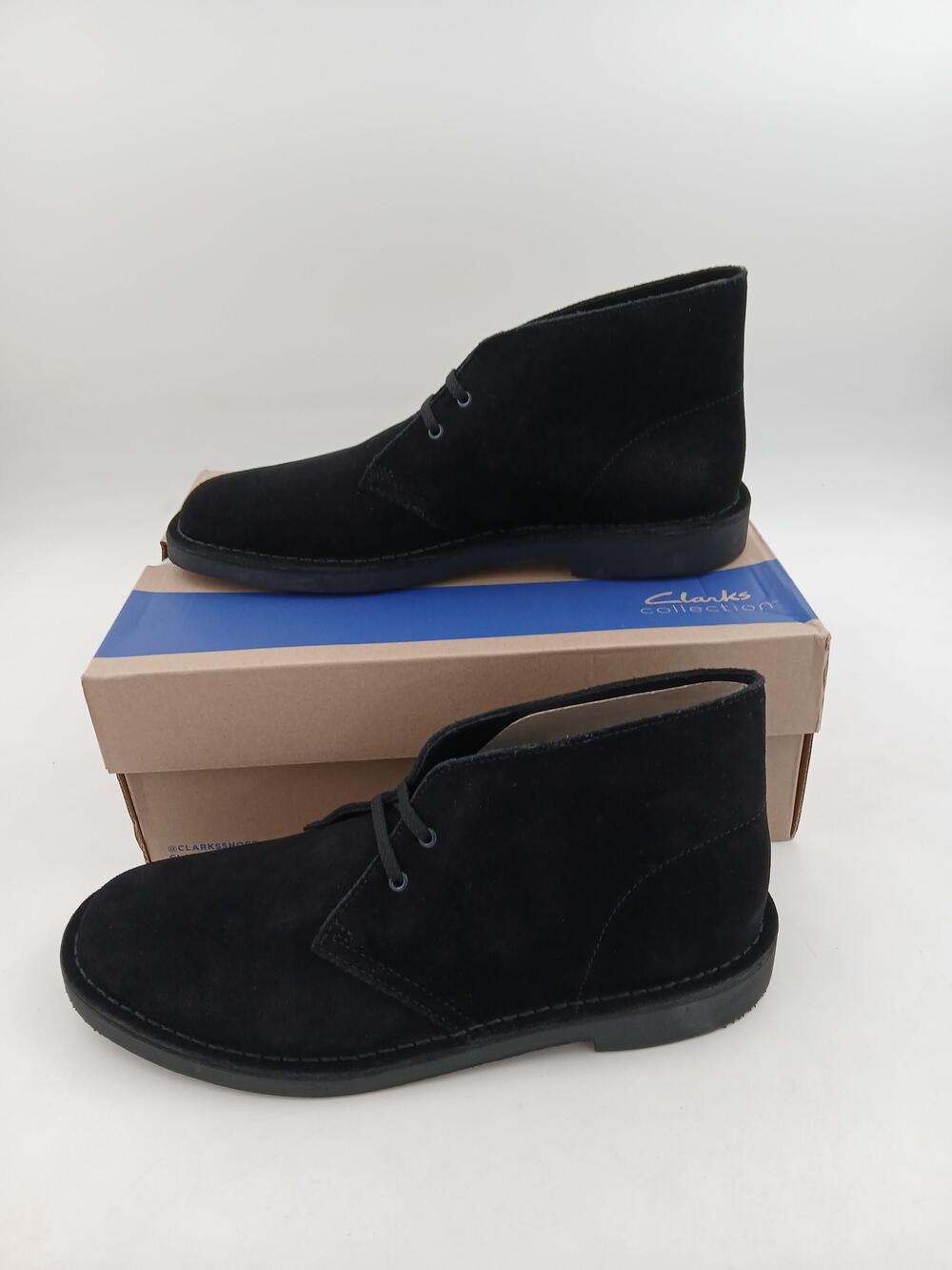 Clarks Bushacre 2 Boots Mens Black Suede Chukka Desert Shoes Casual Size 9.5